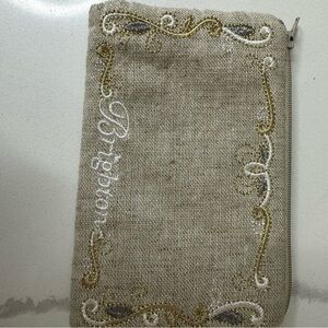 Brighton Beige and Gold Embroidered Pouch